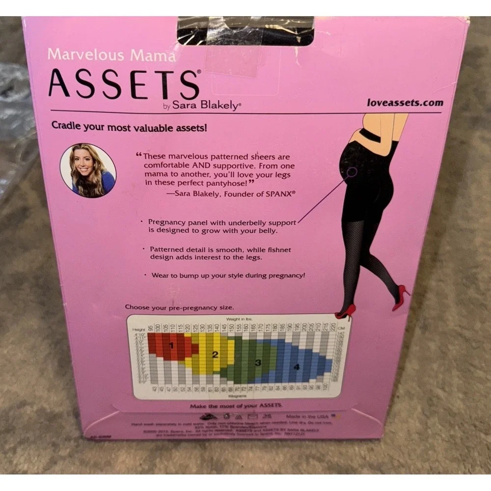ASSETS Marvelous Mama Maternity Tights Size 1 Black Underbelly Support‎ Womens